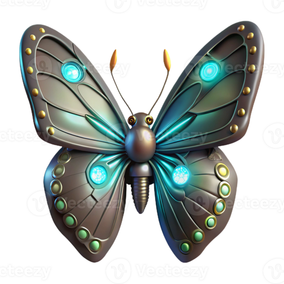 extraordinary contemporary Cybernetic Butterfly 3D Render authentic png
