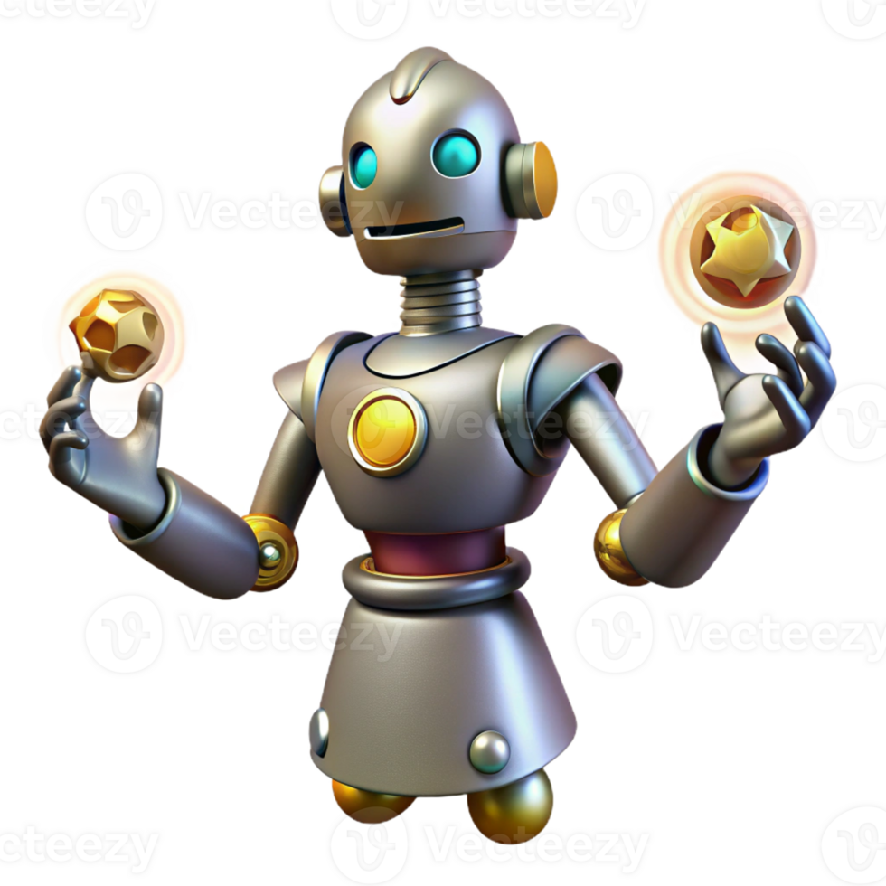 wonderful abstract 3D Robot Illustration Magical Orb Juggler detailed png