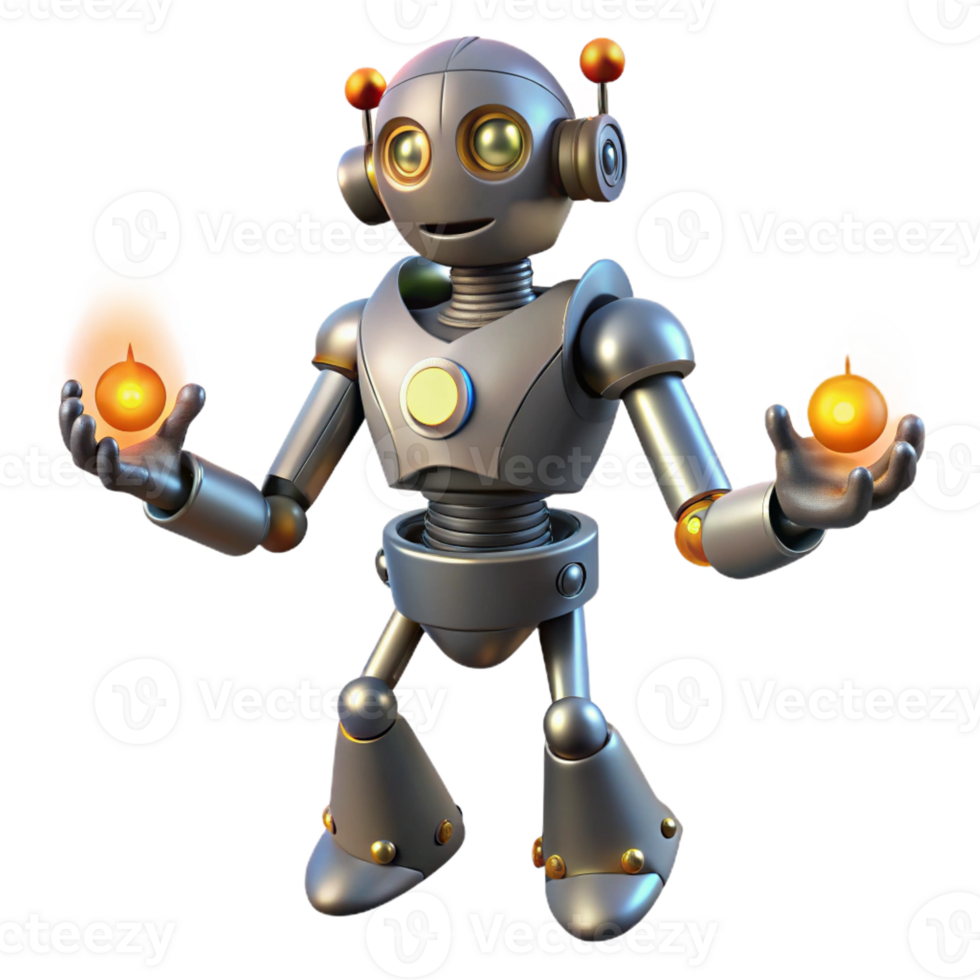 beautiful artistic Friendly Robot 3D Render professional png
