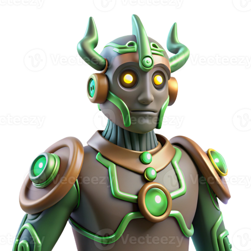 impressive modern 3D Robot Illustration Green Armor authentic png