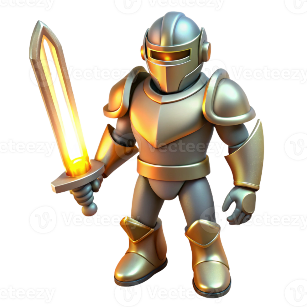 vibrant classic Golden Knight 3D Render professional png