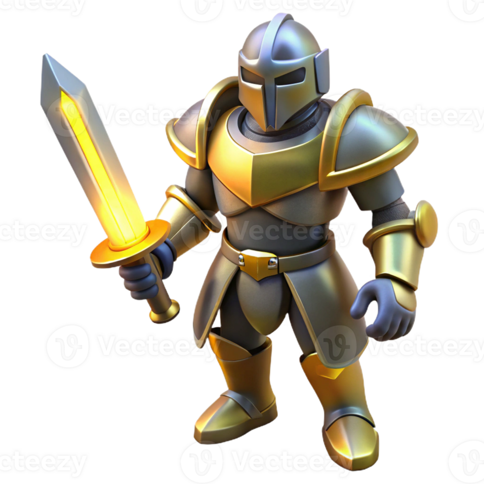 dramatic classic 3D Render Cartoon Knight Illustration high quality png