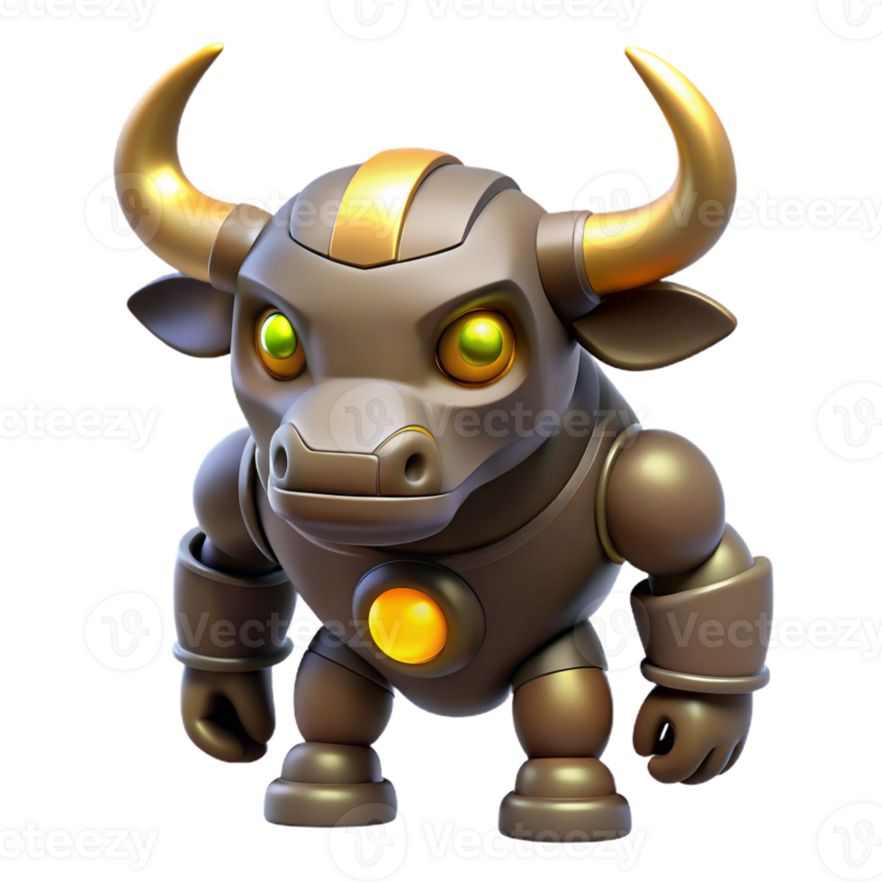 magnificent creative 3D Render of a Robotic Bull high resolution png