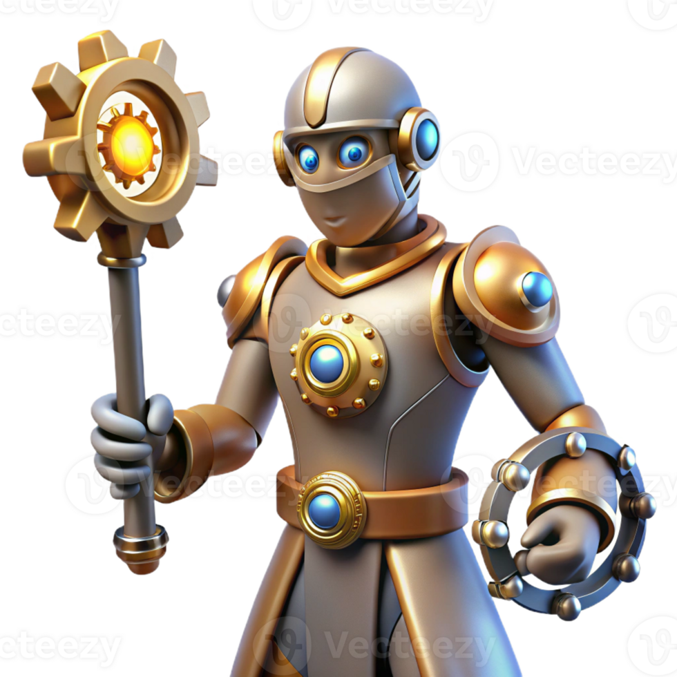 magnificent modern 3D Render Robot Knight Illustration authentic png