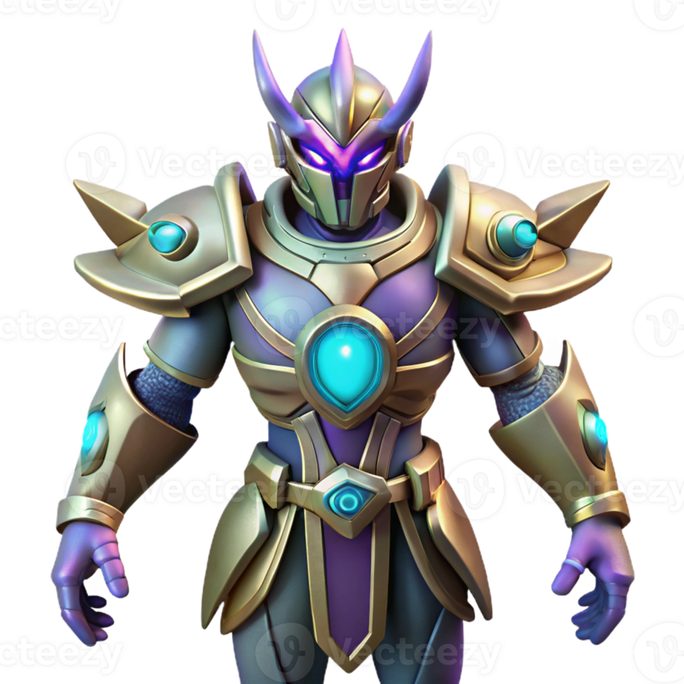 beautiful artistic Golden Armor Warrior 3D Render authentic png