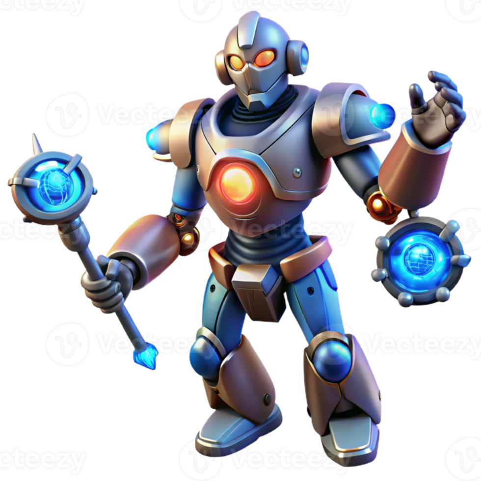vibrant modern 3D Render of a Futuristic Robot authentic png