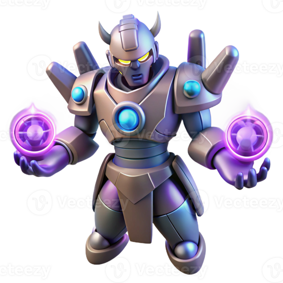 wonderful rustic 3D Render of Powerful Armored Robot 4K png