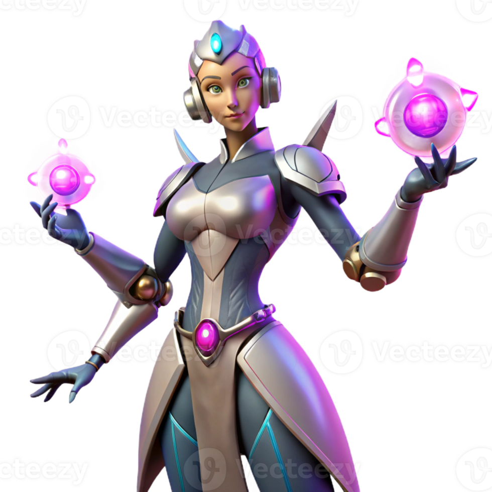 extraordinary traditional Futuristic Female Mage 3D Render high resolution png