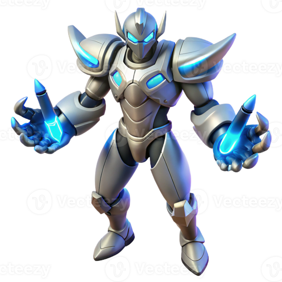 elegant rustic 3D Render of Armored Robot premium png
