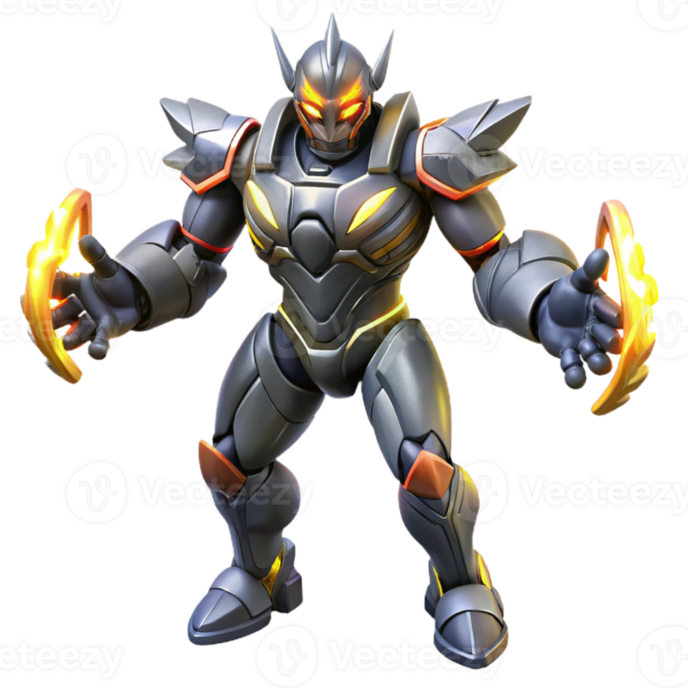 impressive vintage Powerful Armored Robot 3D Render original png