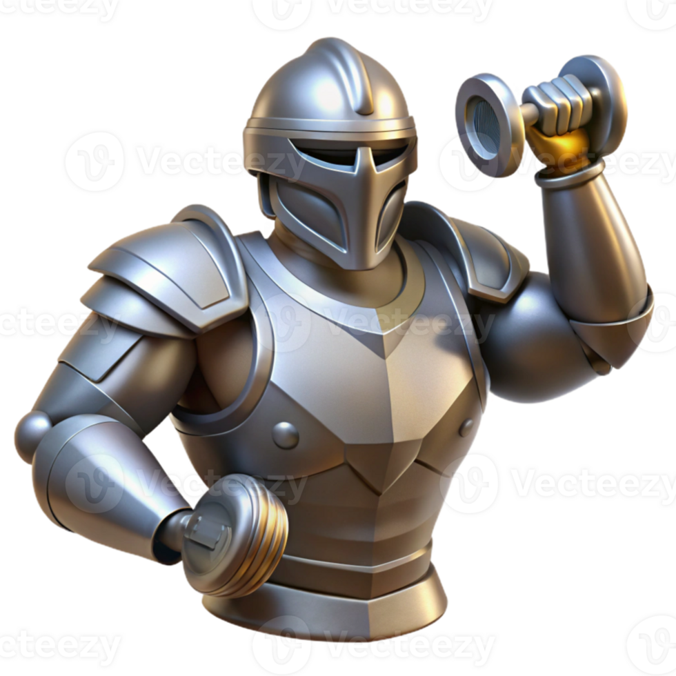 impressive contemporary Knight 3D Render Weightlifting exclusive png