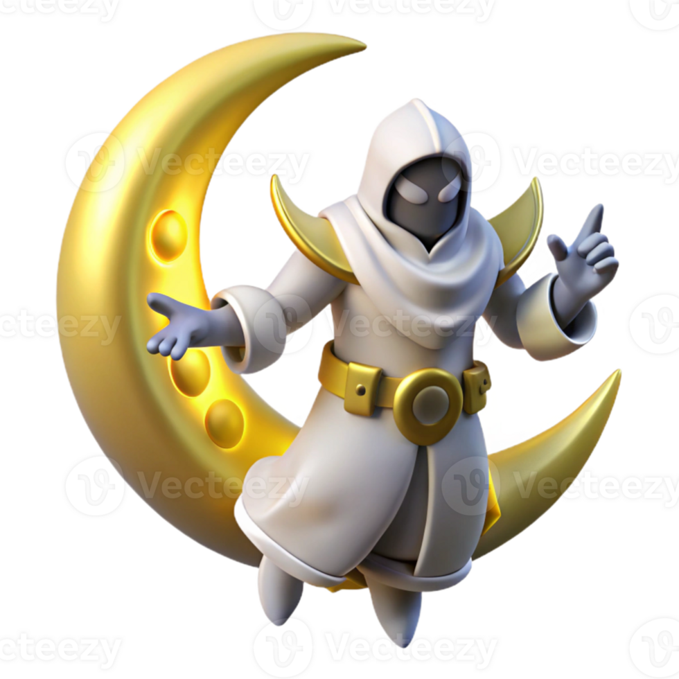 dramatic artistic 3D Render Moon Mage Illustration original png