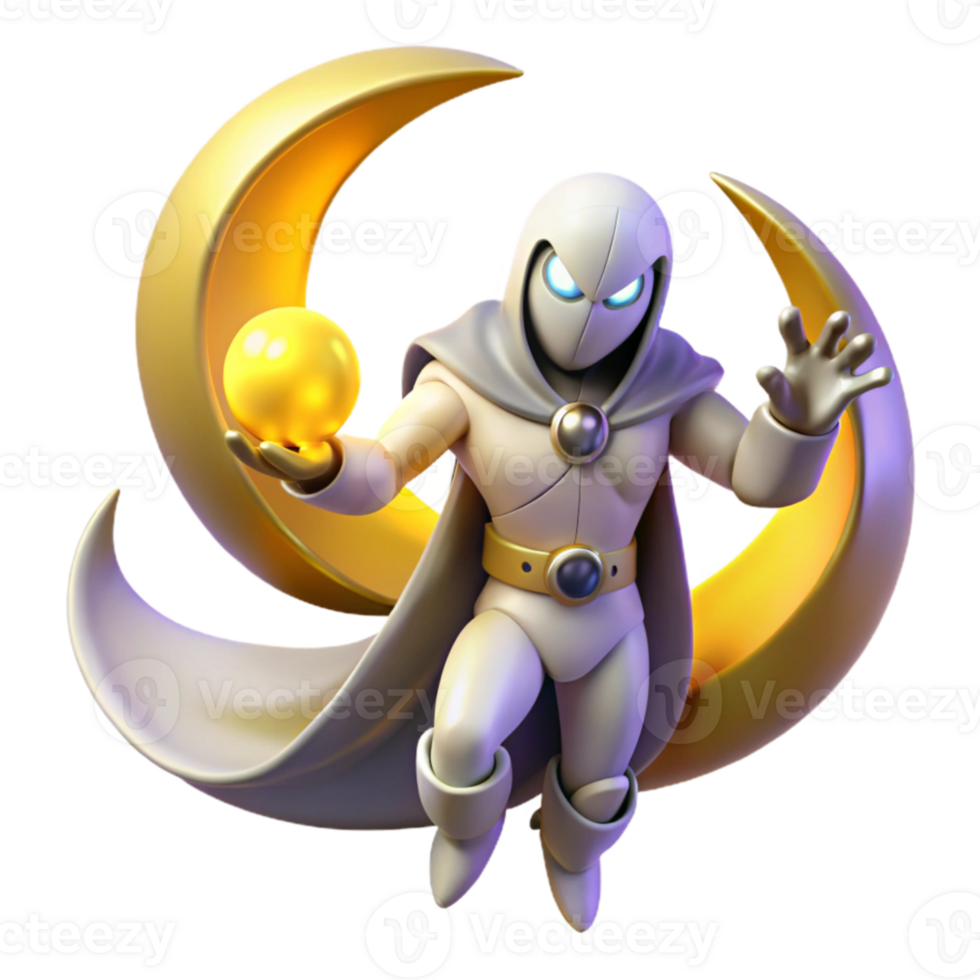 beautiful artistic 3D Render Lunar Knight Fantasy Figure high resolution png