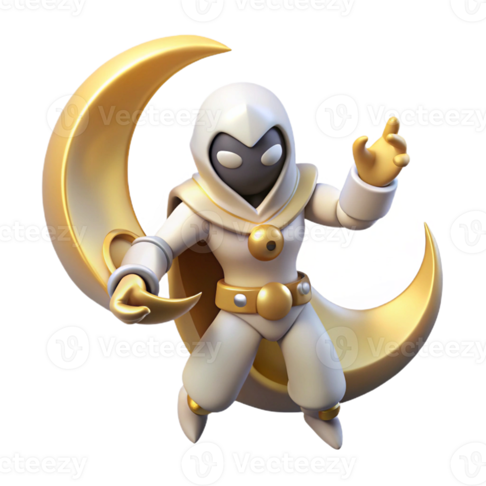 beautiful modern 3D Render Moon Knight Fantasy Character original png