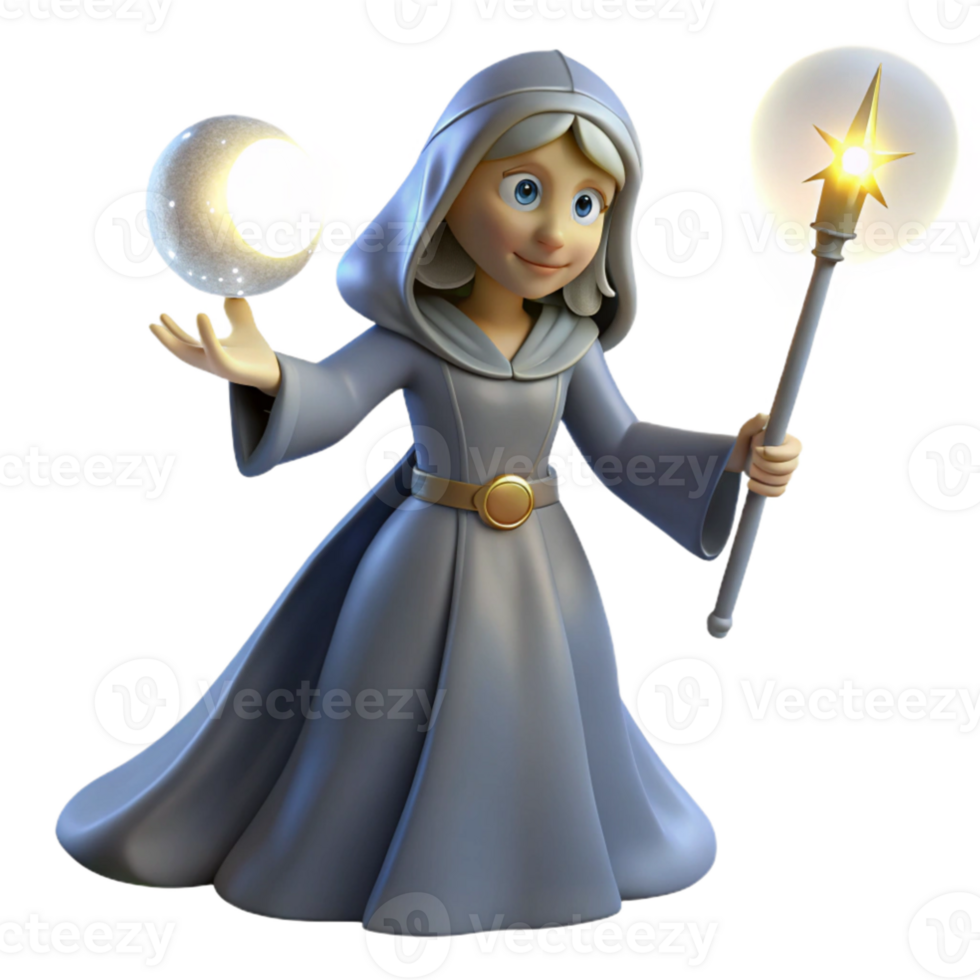 magnificent traditional 3D Render Young Sorceress Fantasy Character high resolution png