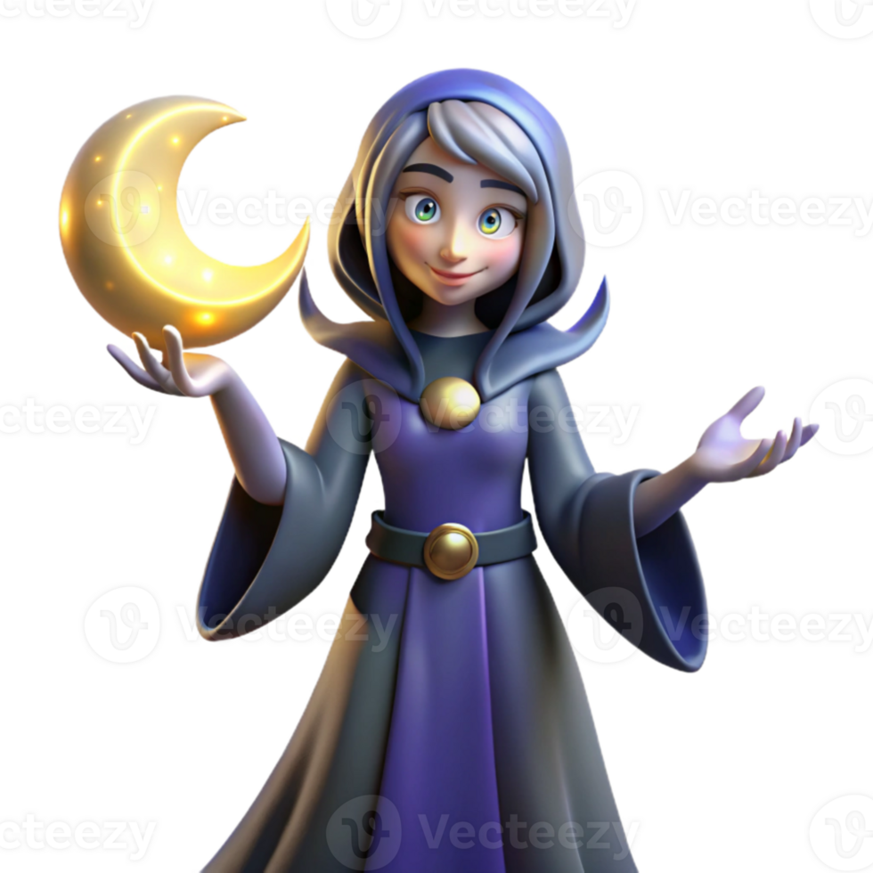 stunning rustic 3D Render of a Young Sorceress exclusive png