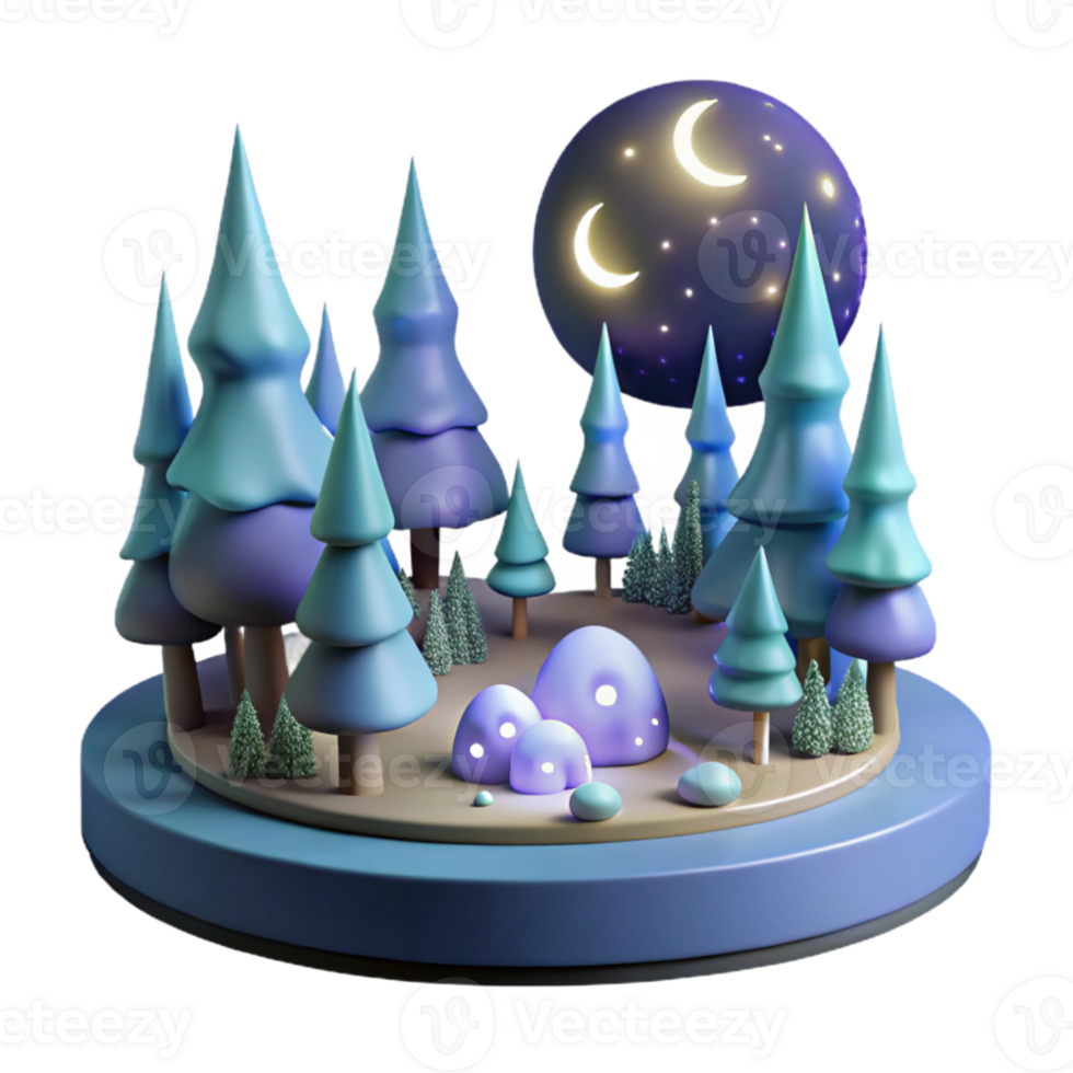 magnificent rustic Enchanted 3D Forest Night Scene exclusive png