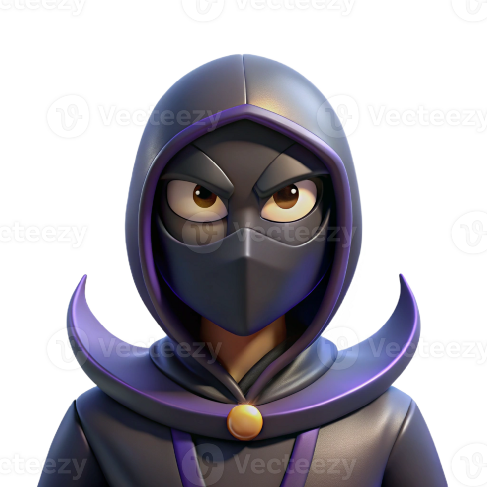 wonderful classic 3D Render Mysterious Ninja Cartoon 4K png