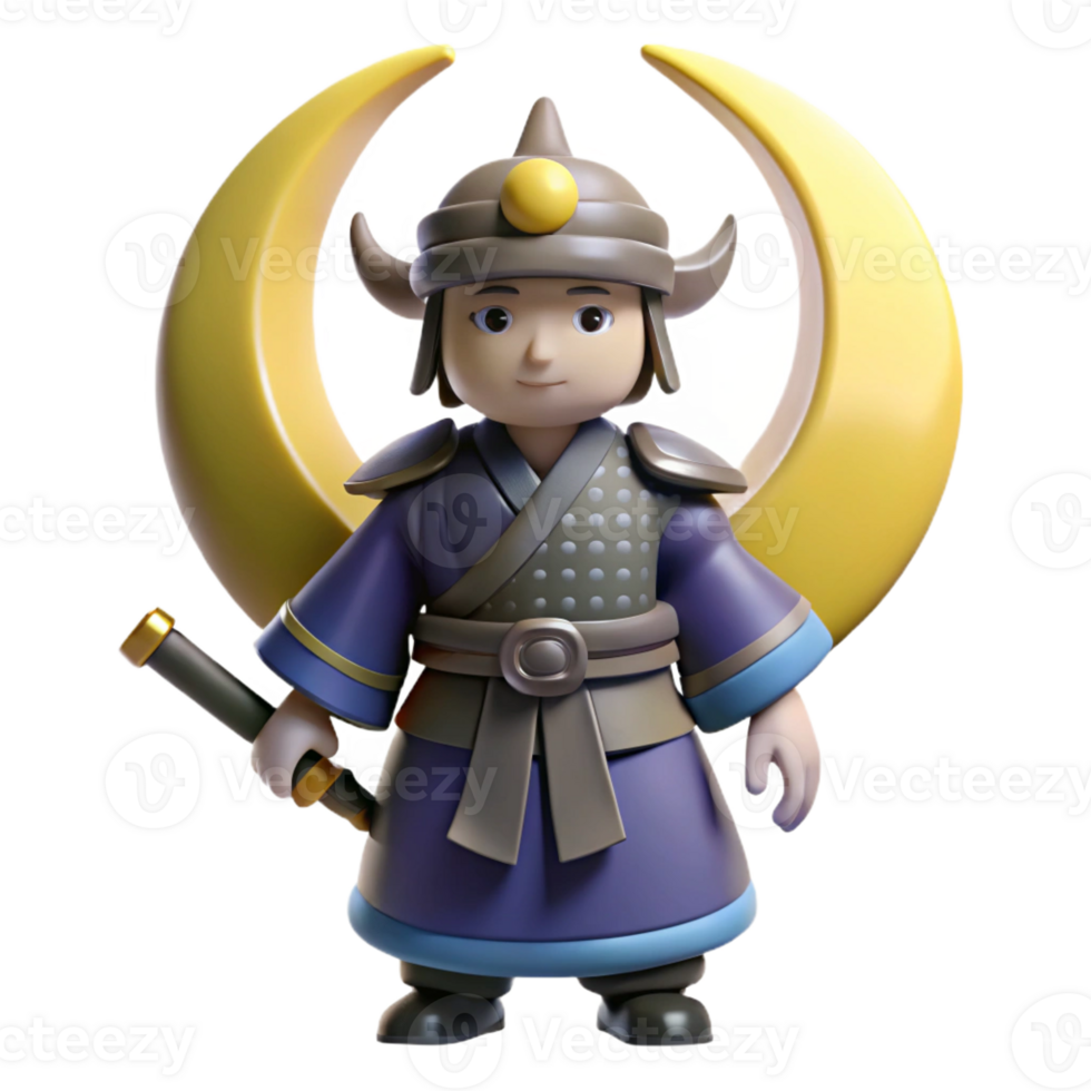 wonderful artistic 3D Render Cartoon General Moon exclusive png