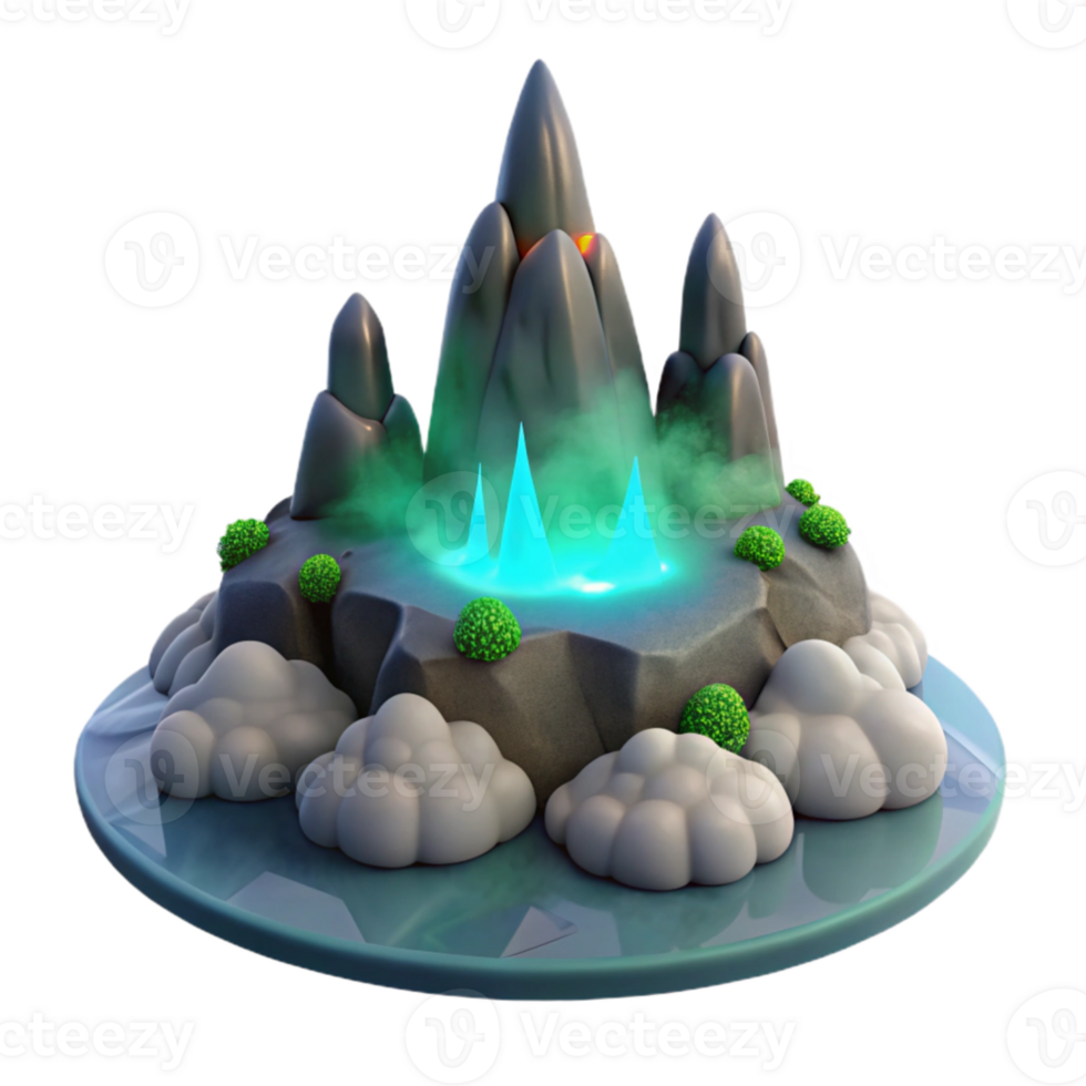 serene contemporary Fantasy Island 3D Render high quality png
