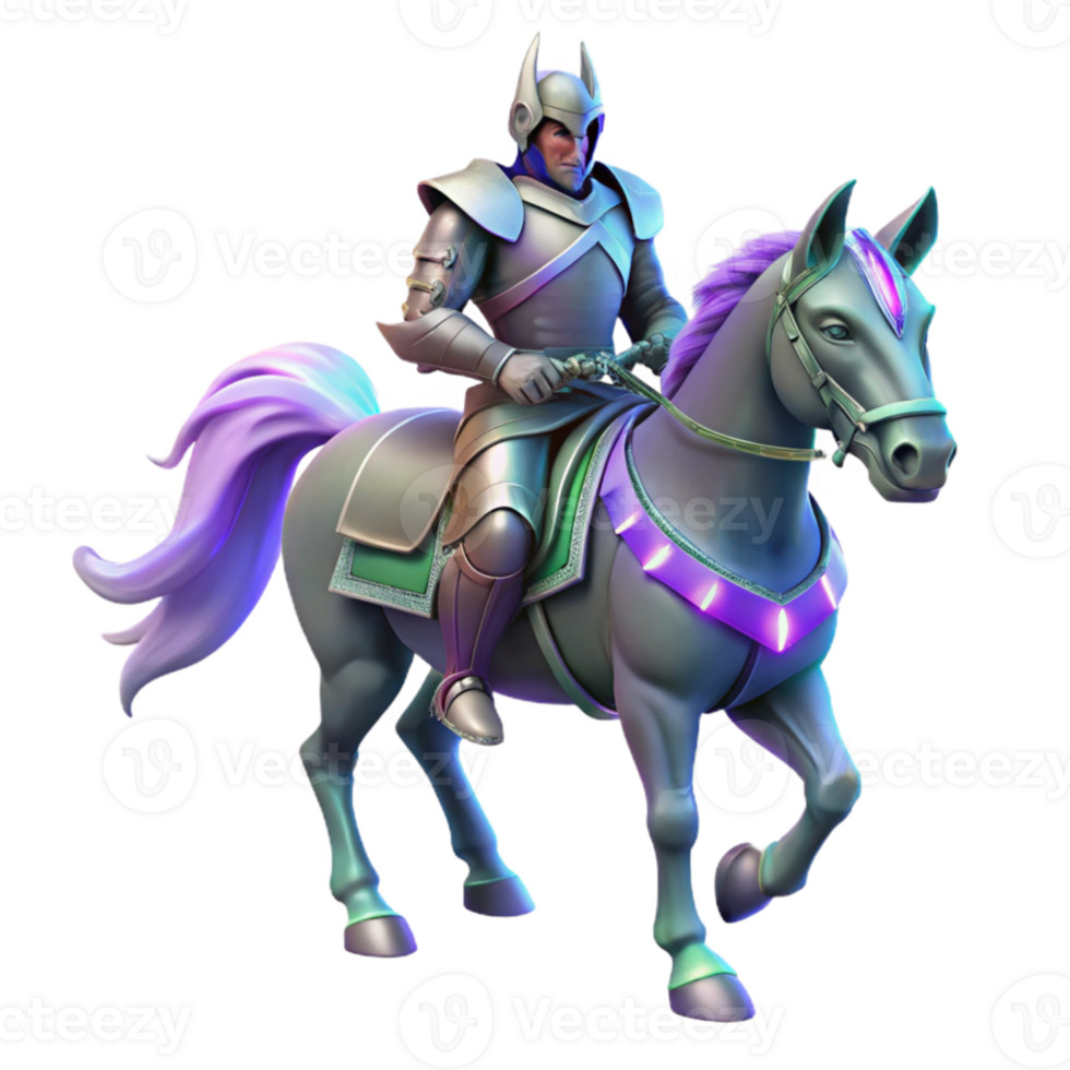 beautiful rustic Knight and Steed 3D Illustration premium png