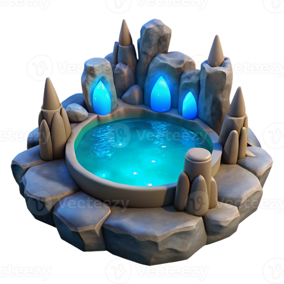 vibrant minimalist Enchanted Pool 3D Render 4K png