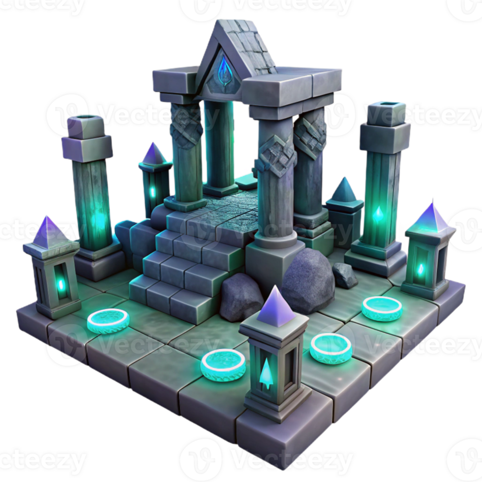 extraordinary artistic Mystic Stone Temple 3D Render detailed png