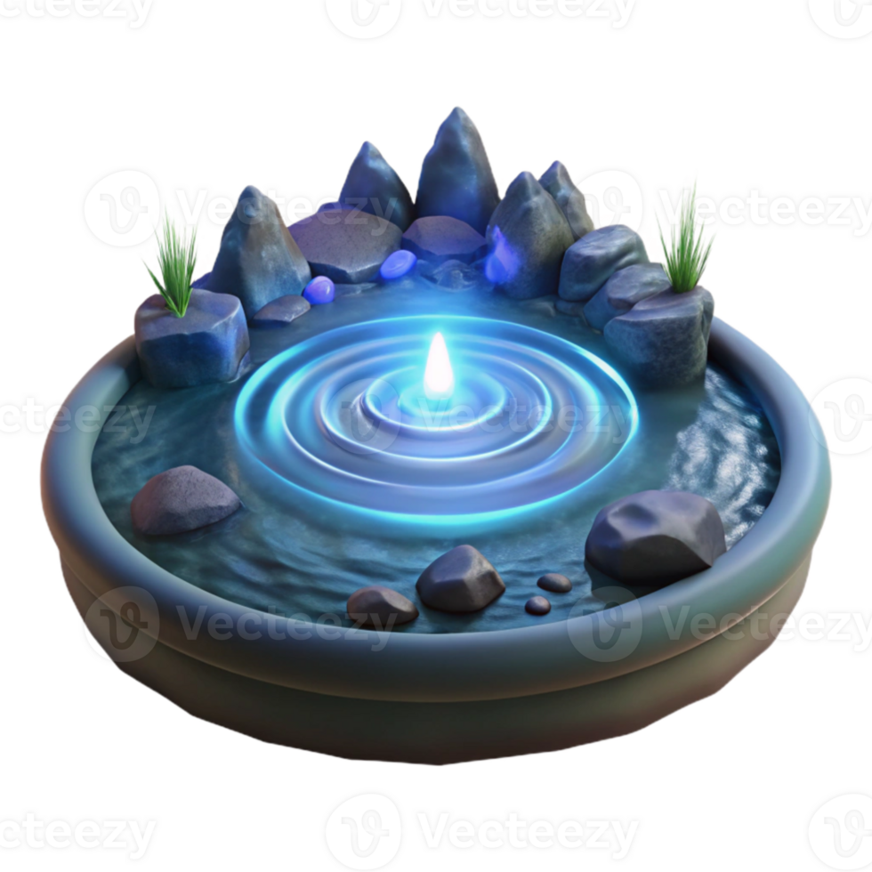 impressive abstract Serene 3D Water Feature Illustration premium png