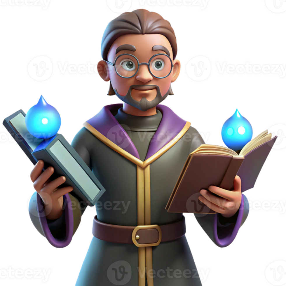 wonderful modern 3D Render of a Wise Wizard authentic png