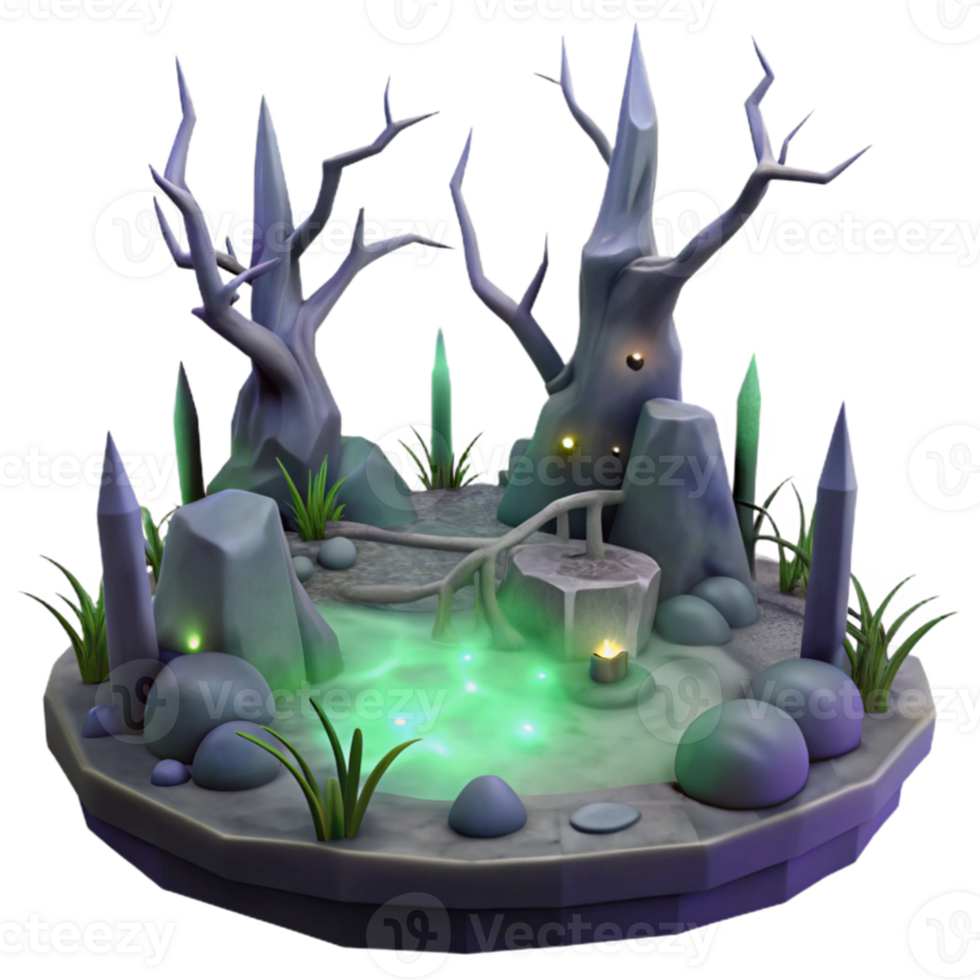 wonderful rustic Enchanted 3D Mystical Swamp Illustration high resolution png