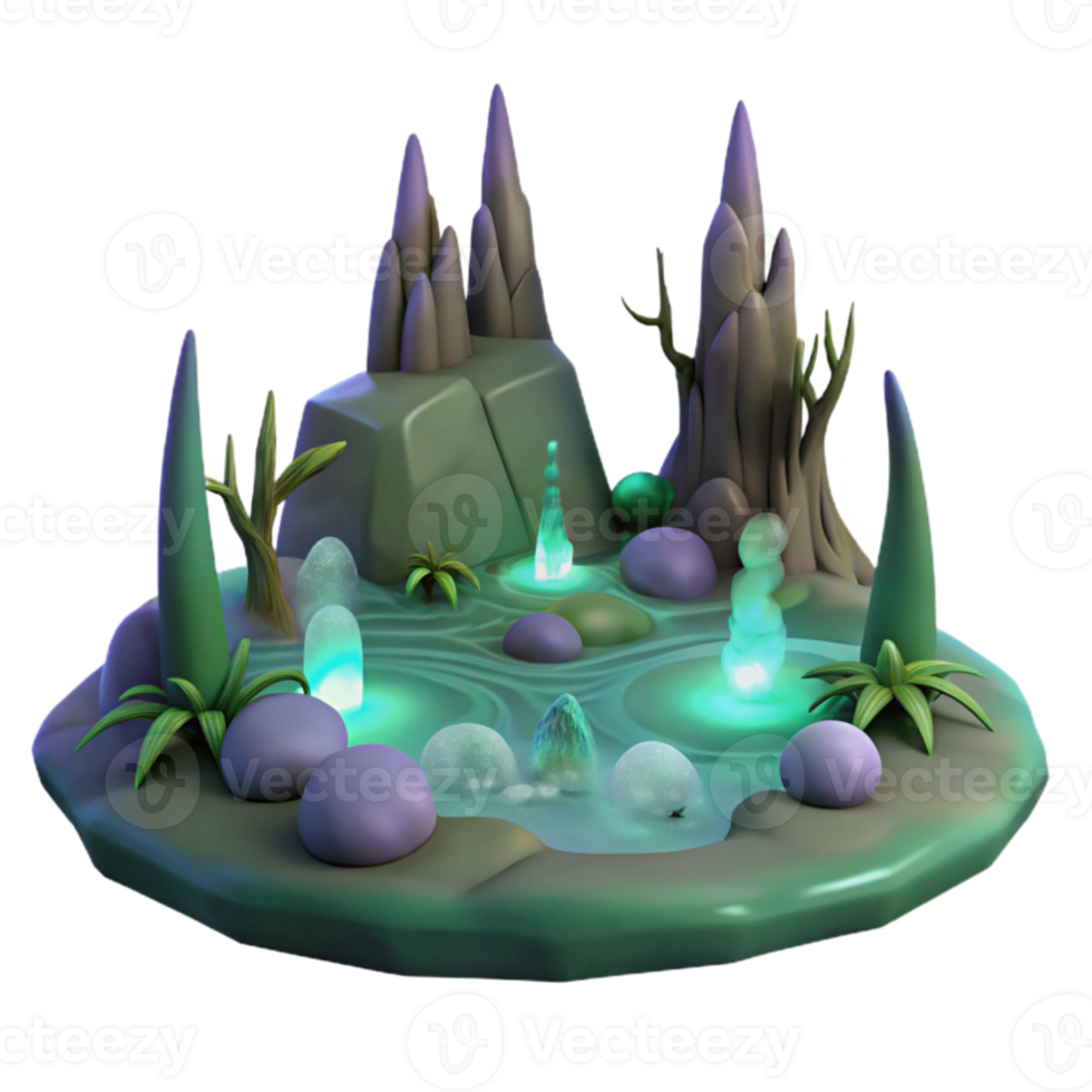 vibrant contemporary Enchanted 3D Pool Fantasy Illustration high resolution png