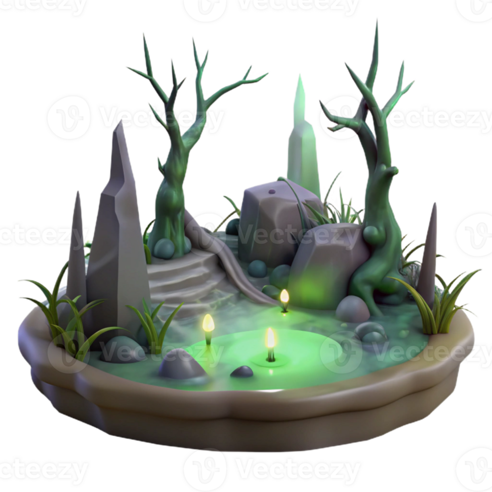 dramatic creative Enchanted Swamp 3D Render high quality png