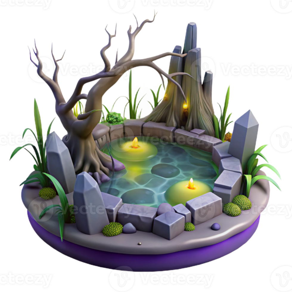 beautiful contemporary Enchanted Pond 3D Model premium png