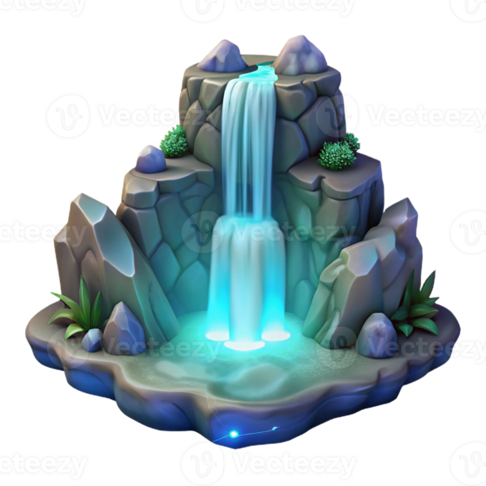 vibrant creative Enchanted Waterfall 3D Model high resolution png