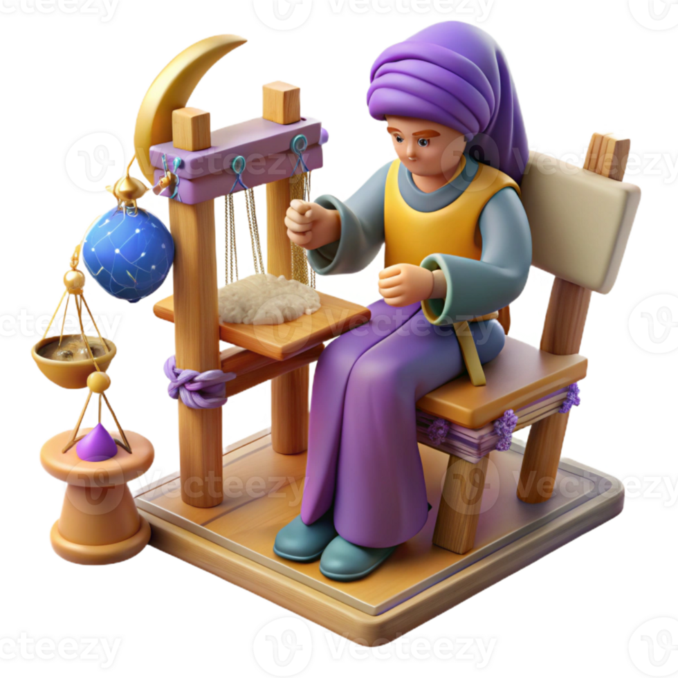 magnificent classic 3D Illustration of a Weaver at Work exclusive png