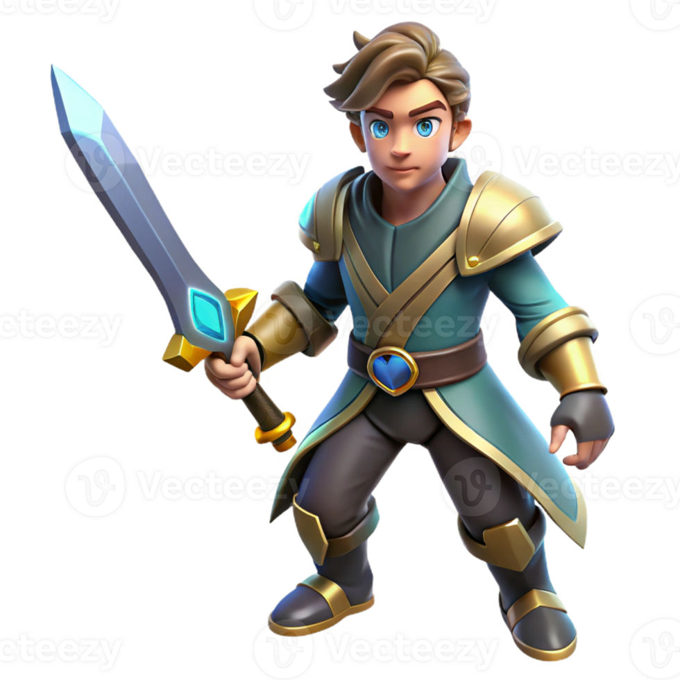 impressive vintage Young Knight 3D Render original png