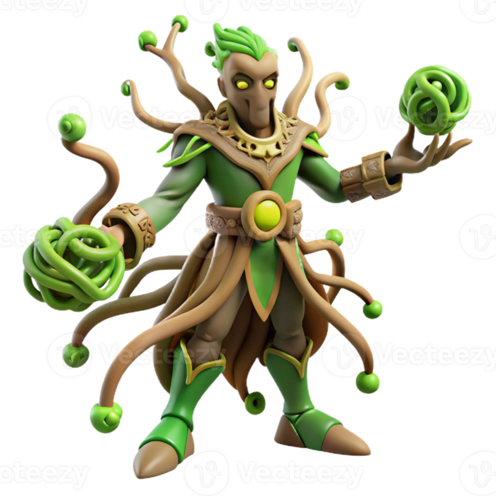 impressive rustic 3D Render of a Fantasy Green Creature authentic png