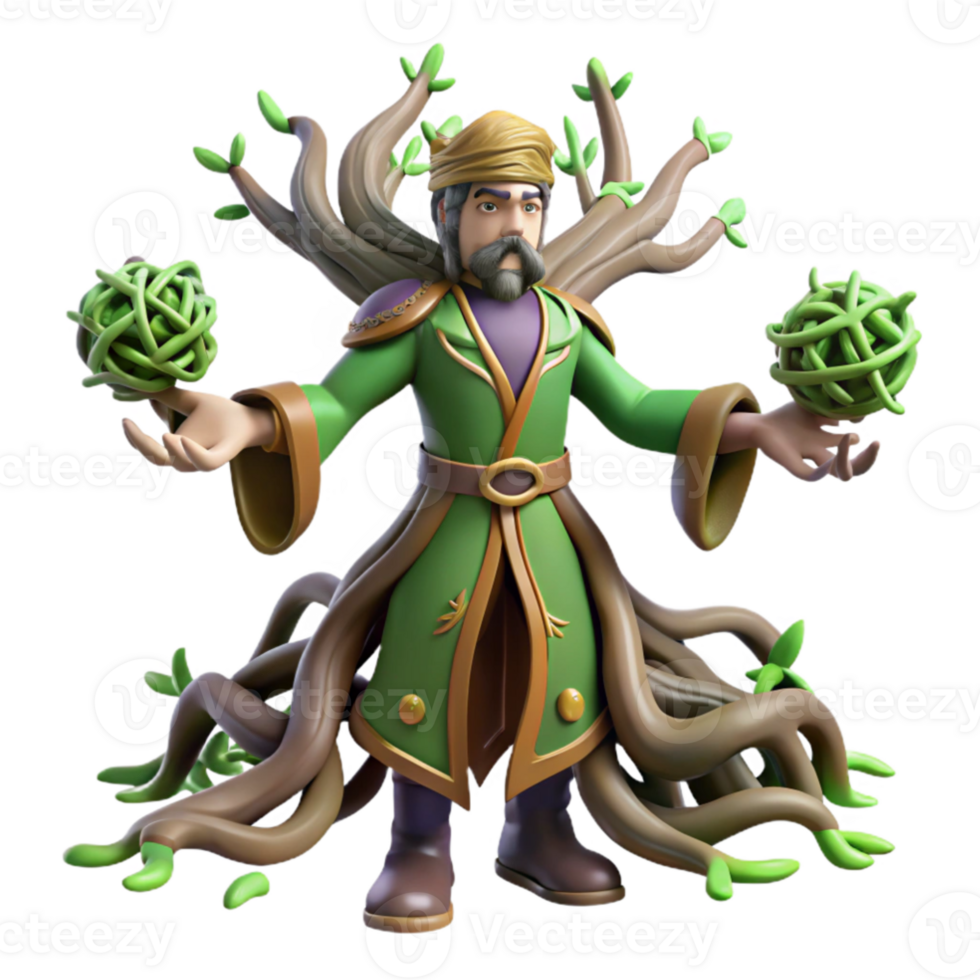 impressive abstract 3D Render of a Magical Tree Man high resolution png