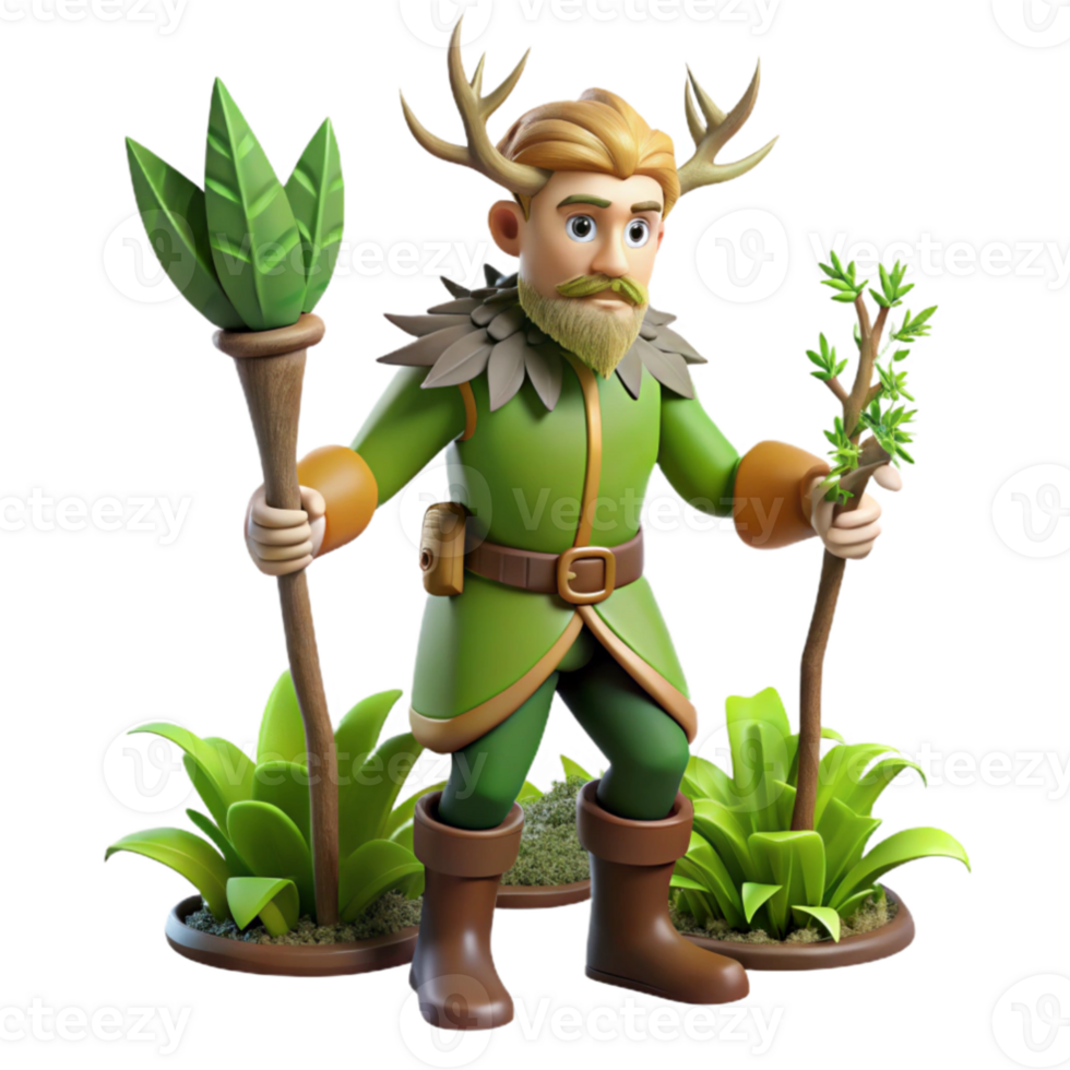 extraordinary artistic 3D Render of a Fantasy Forest Guardian high quality png