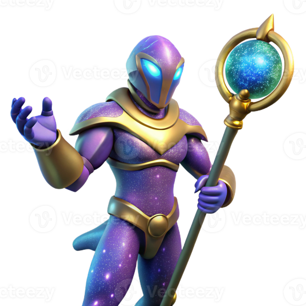 beautiful rustic Cosmic Guardian 3D Render professional png