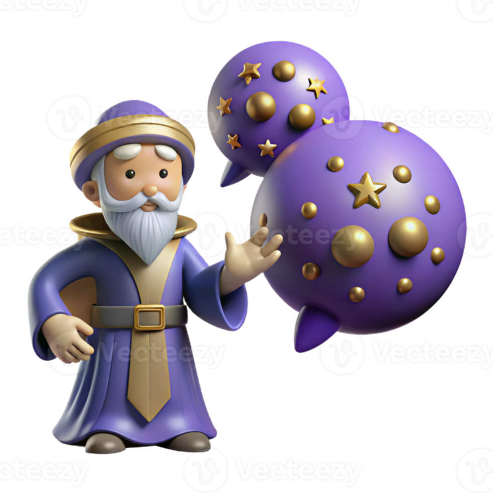 impressive modern Wizard and Magical Orb 3D Render detailed png