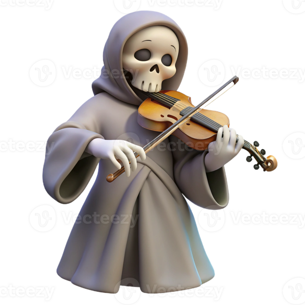 wonderful classic Grim Reaper Violinist 3D Render 4K png