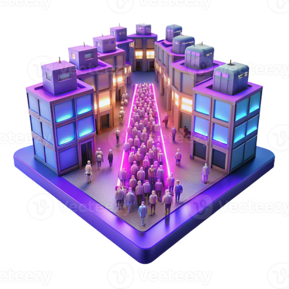 wonderful contemporary 3D City Street Crowd Illustration authentic png