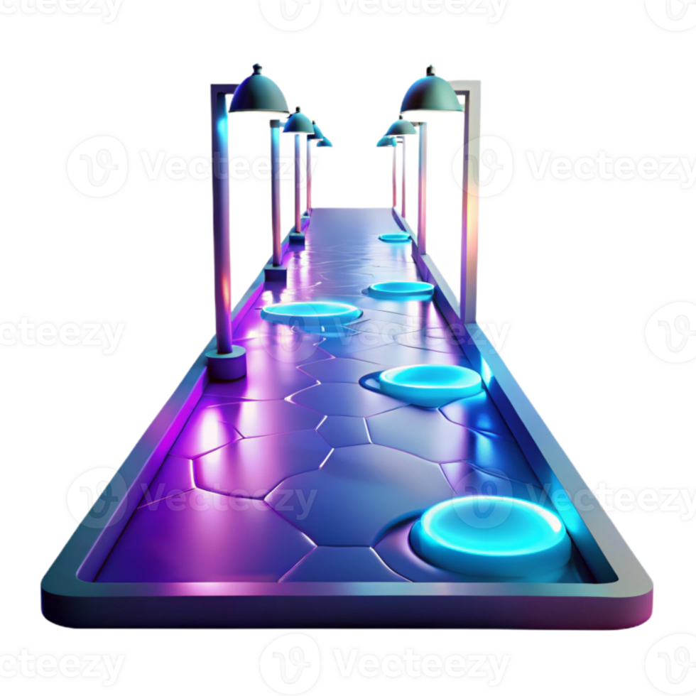 magnificent modern Neon Pathway 3D Render premium png