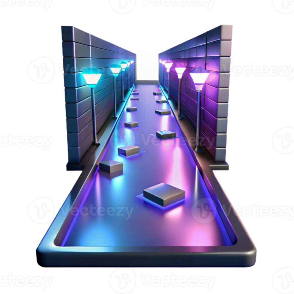 impressive abstract Neon Glowing Pathway 3D Render exclusive png