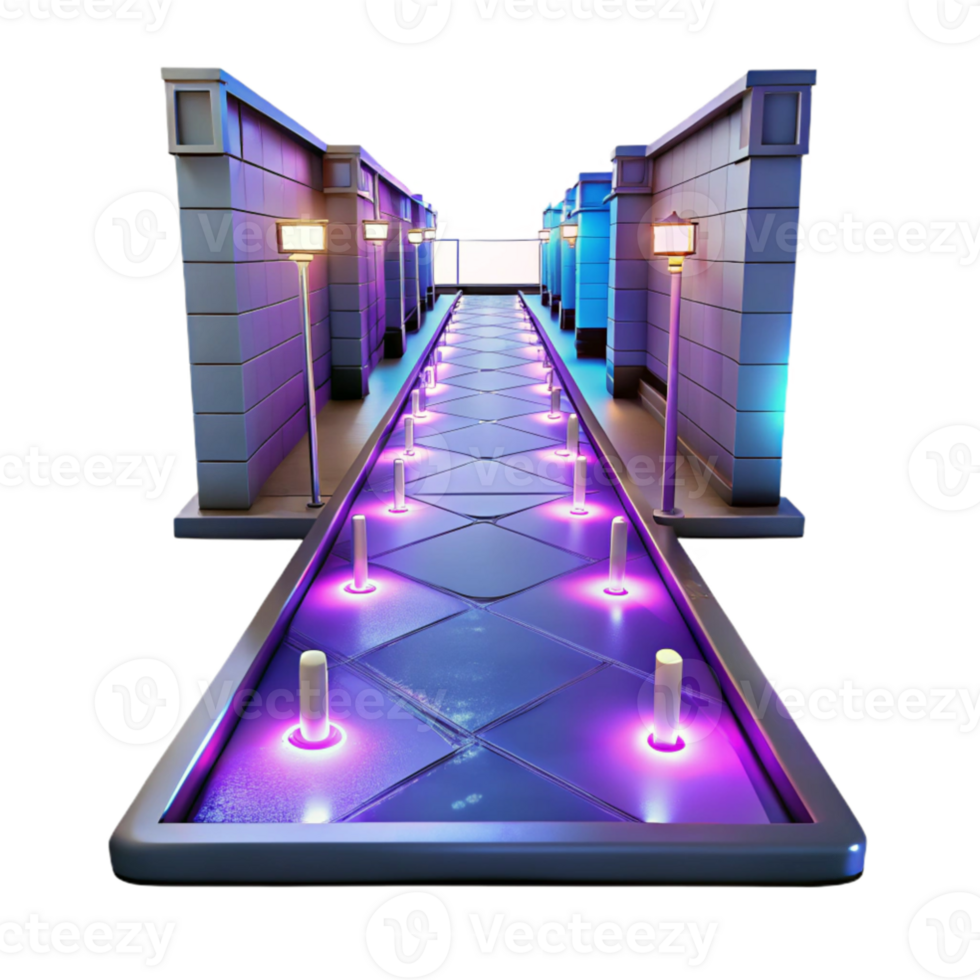 magnificent artistic Neon Lit Pathway 3D Illustration original png