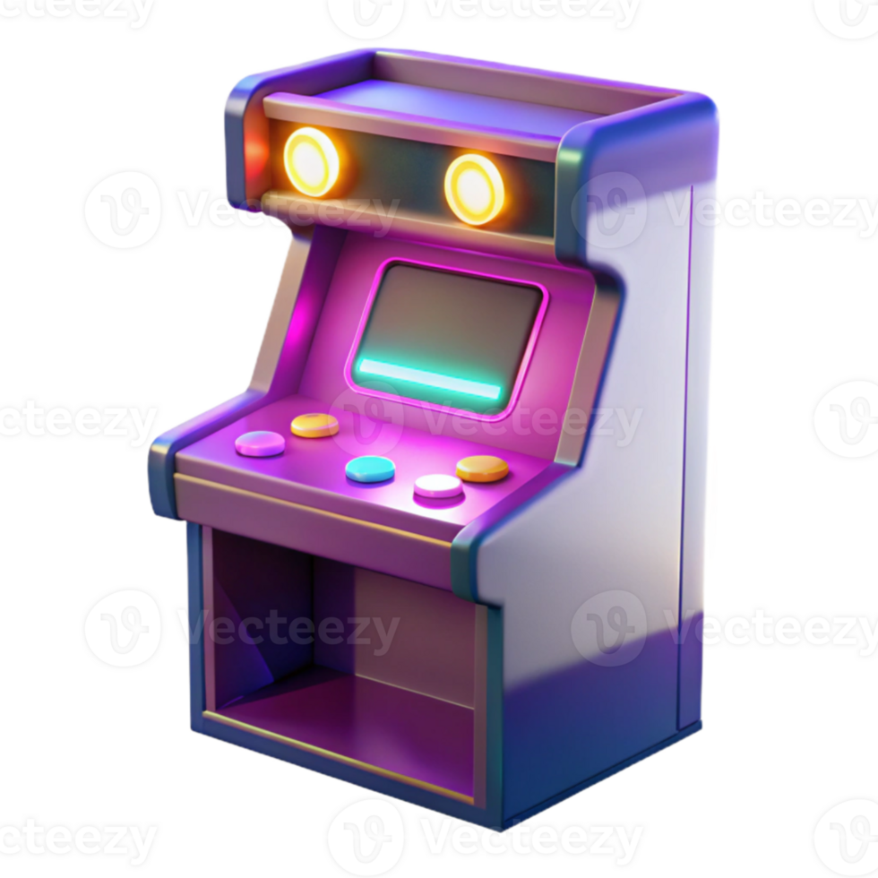beautiful minimalist Retro Arcade Game 3D Render exclusive png