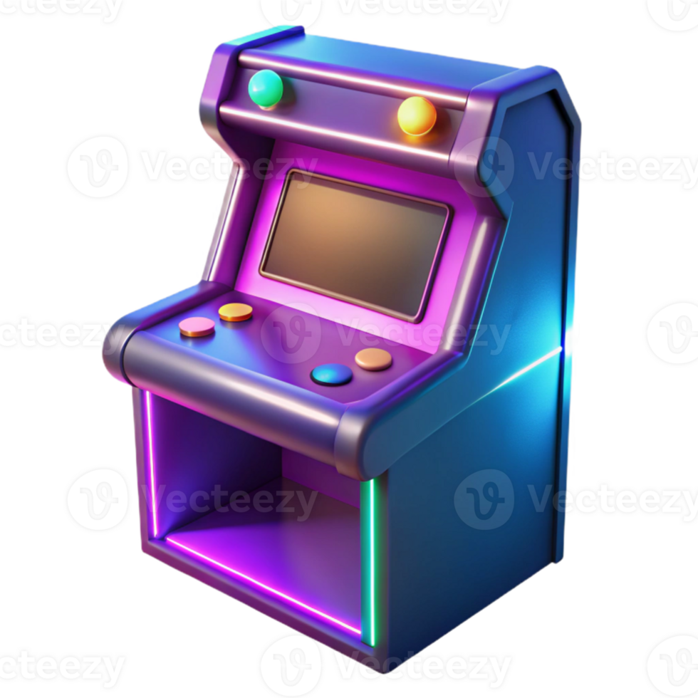 dramatic contemporary Retro Arcade Game Machine 3D Render original png