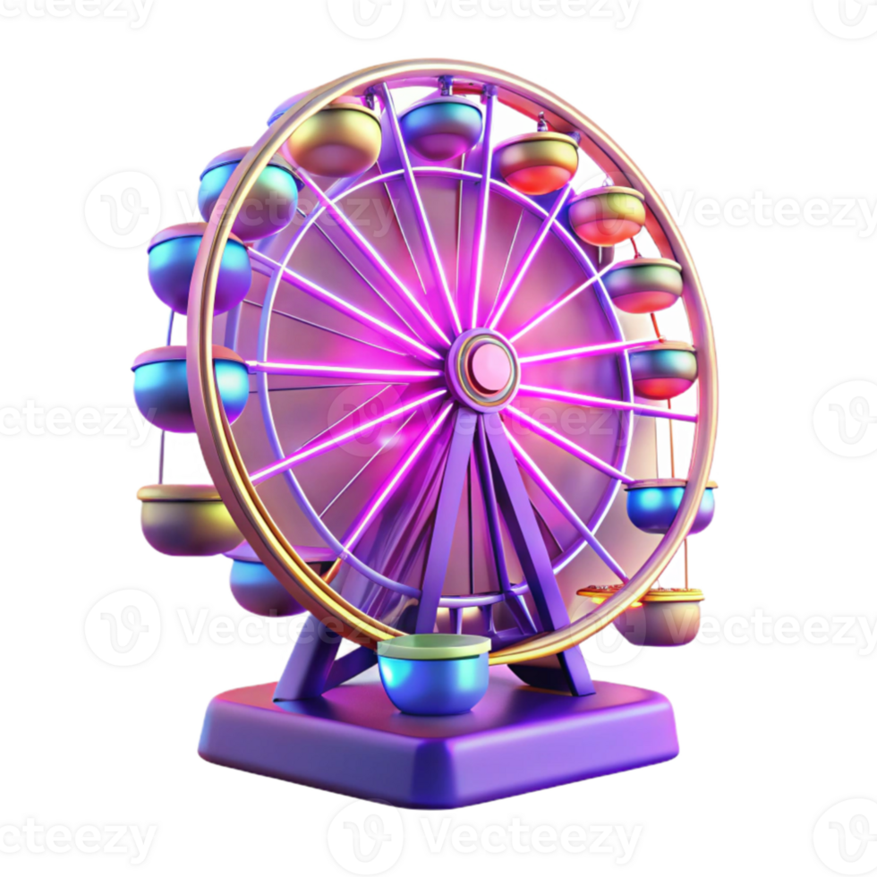 impressive minimalist Vibrant Ferris Wheel 3D Render exclusive png