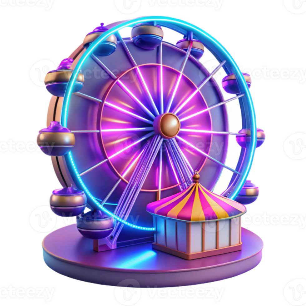 extraordinary rustic Luminous Ferris Wheel 3D Render authentic png